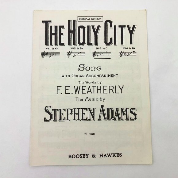 Vintage Sheet Music The Holy City Song by F. E. Weatherly and Stephen Adams - Picture 1 of 4